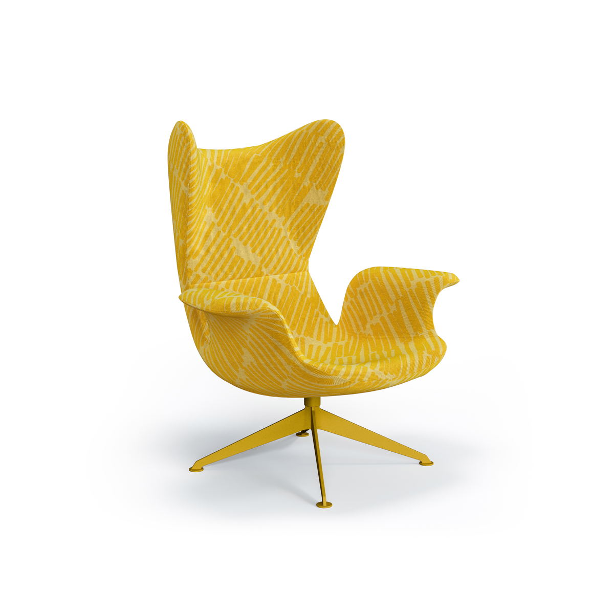 Super-Graphic Collection's Texta in Banana Split shown on artist's impression of Longwave Armchair by Diesel for Moroso